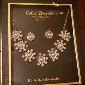 Cubic zirconia earrings and necklaces set